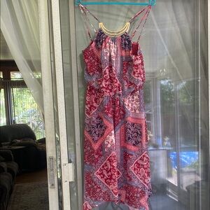 No Boundaries Red and Purple Patterned Dress